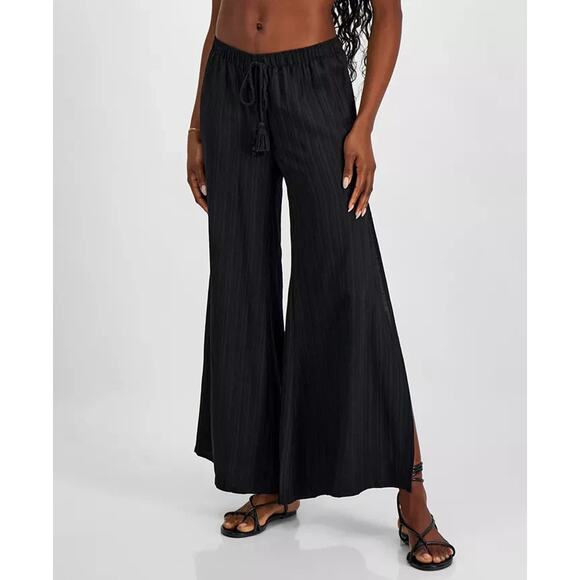J Valdi Women's Cancun Wide-Leg Swim Cover-Up Pants, Black, Size S 0292 - Picture 1 of 3